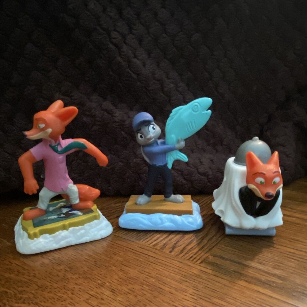 McDonald's Disney Zootopia Happy Meal Toy Figures Lot of 3 (2016)